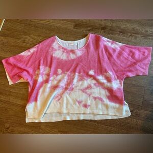 Anthropologie Pink and White Tie-Dye Cashmere Sweater